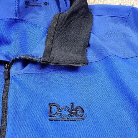 Nike Golf Pullover Mens Large Blue Black Dri Fit Standard Fit Dole Logo - Picture 3 of 8
